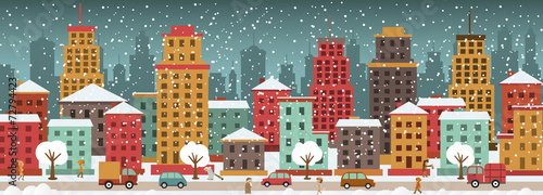 City in winter days
