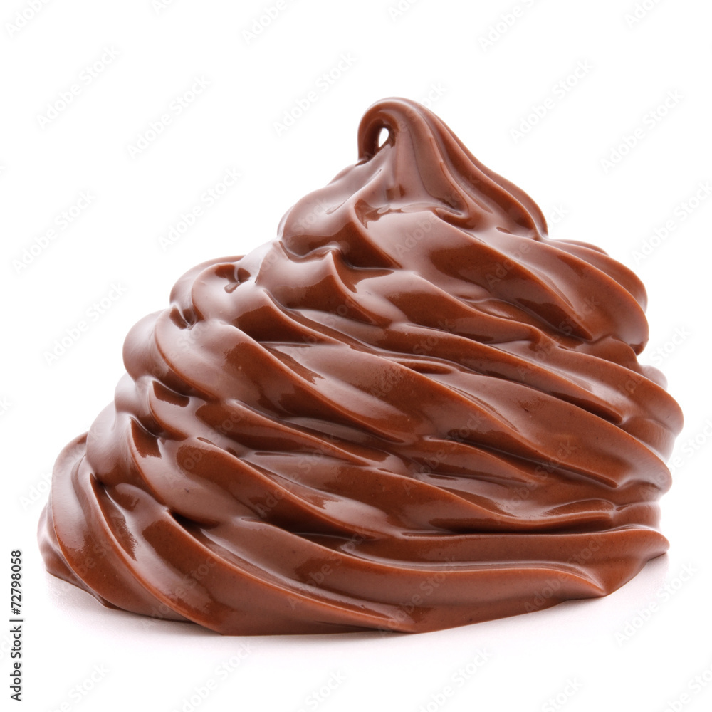 Chocolate cream swirl isolated on white background cutout Chocolate cream swirl isolated on white background cutout