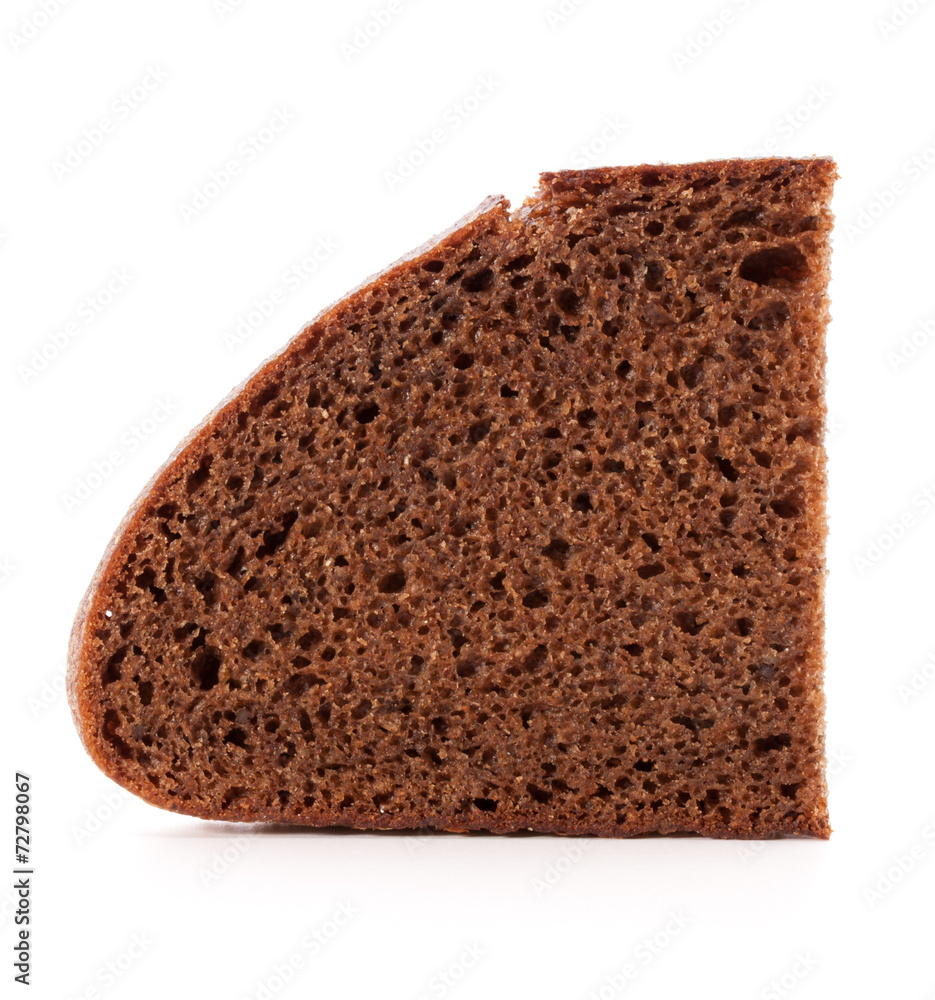 Slice of fresh rye bread isolated on white background cutout Slice of fresh rye bread isolated on white background cutout