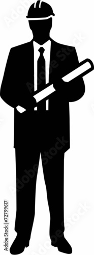 Engineer with Helmet Silhouette