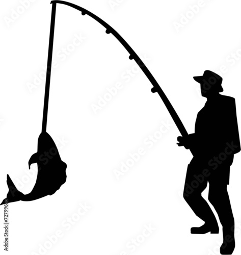 Fishing Silhouette Man Rod