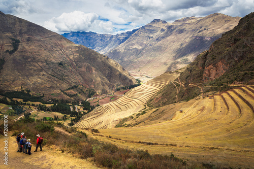 Fotografie, Obraz Peru, Pisac - Inca ruins in the sacred valley in the Peruvian An