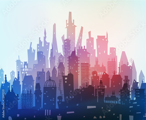 City background made of different building silhouettes