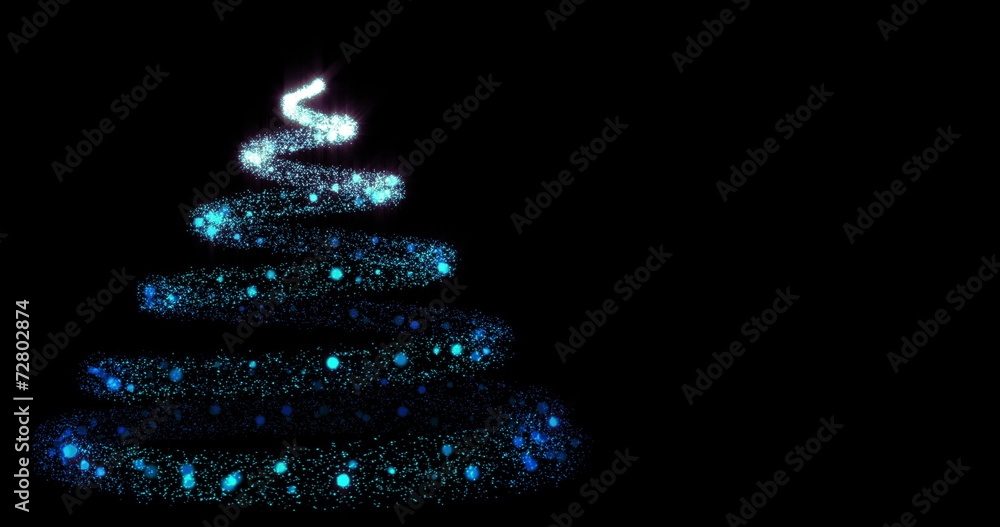 Glowing particles with trail forming christmas tree 4K