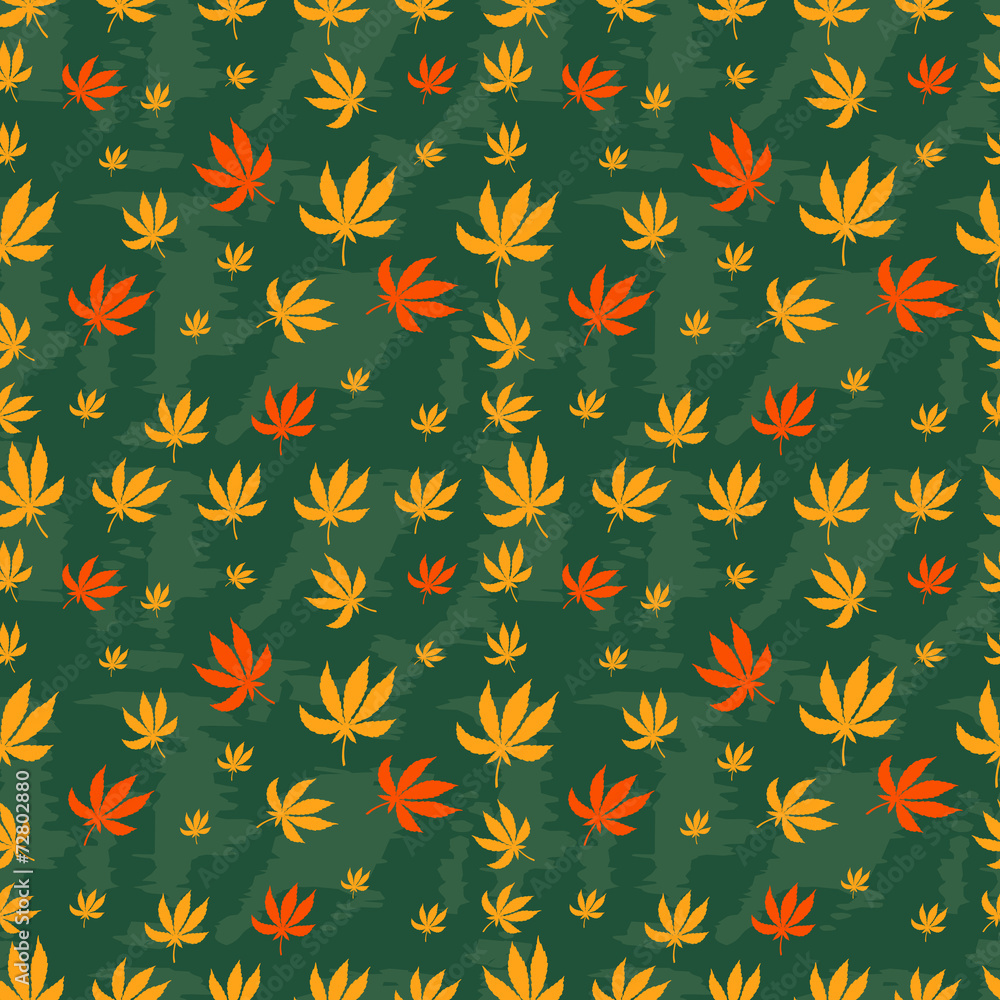 Seamless pattern of leaf marijuana on a green background Seamless pattern of leaf marijuana on a green background