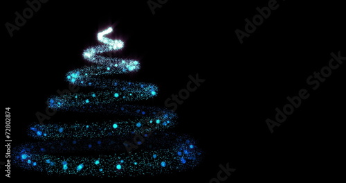 Glowing particles with trail forming christmas tree 4K