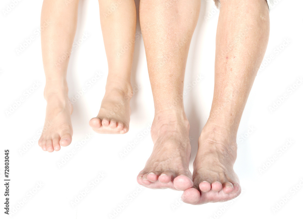 The feet of a different age as child and senior