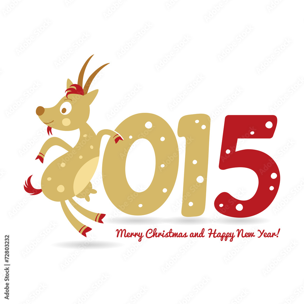 Happy New Year and goat symbol of the new year Happy New Year and goat symbol of the new year