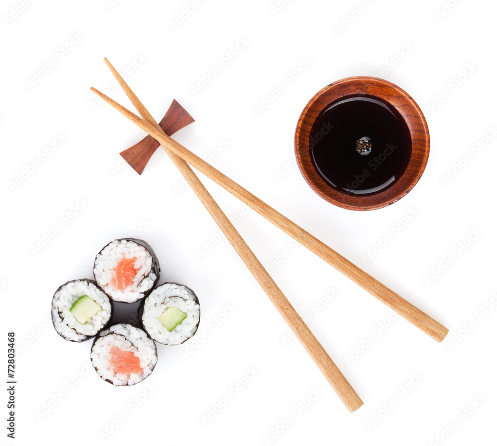 Sushi set, chopsticks and soy sauce Sushi set, chopsticks and soy sauce