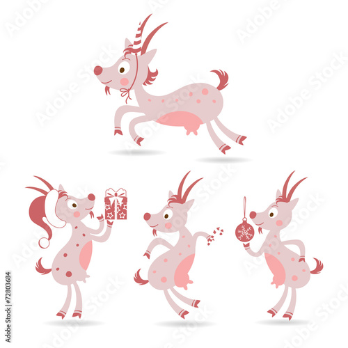 set of cute Christmas goats