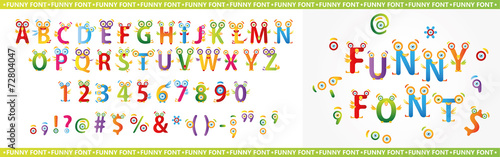 Creative Funny English font with wings and eyes