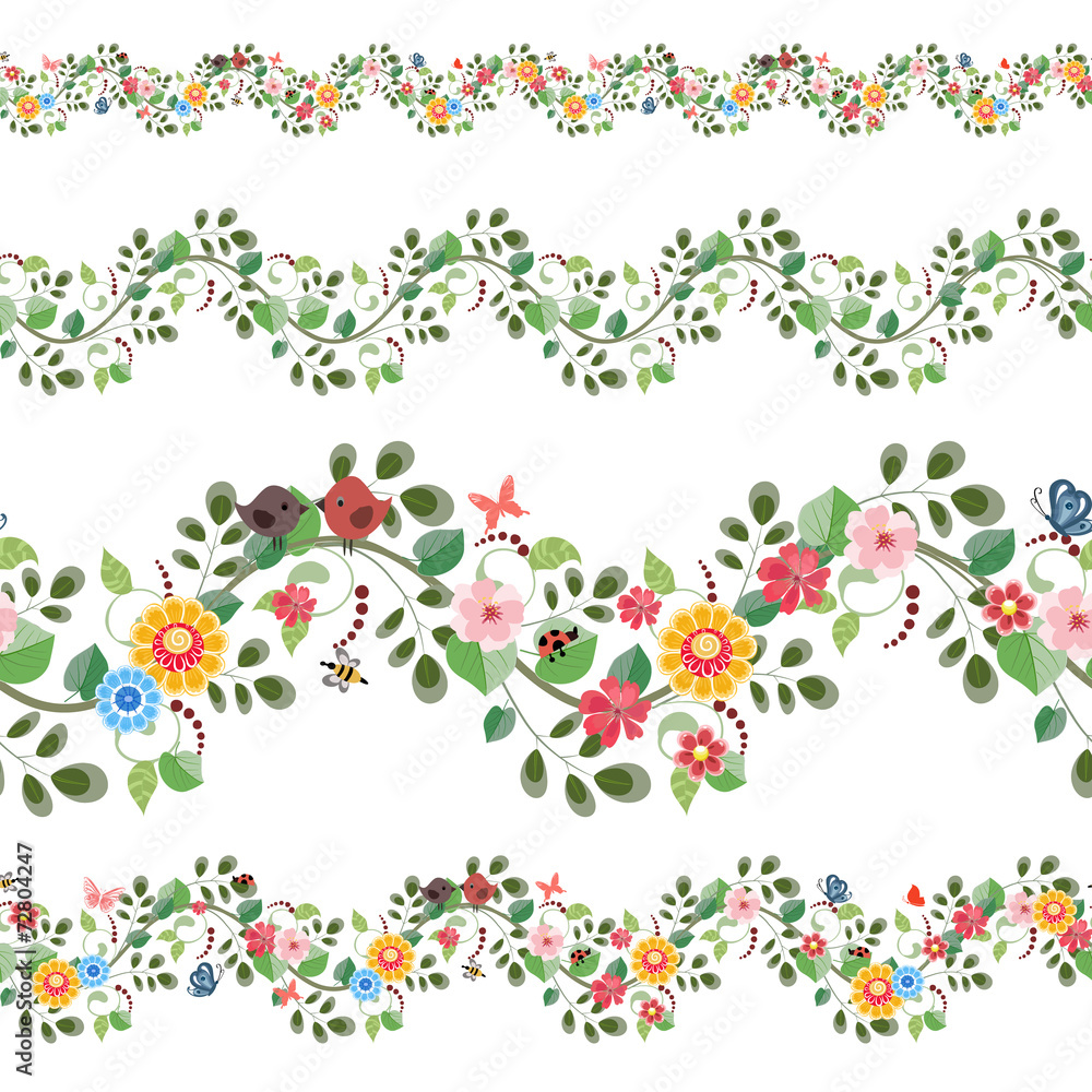 floral set seamless borders for your design floral set seamless borders for your design