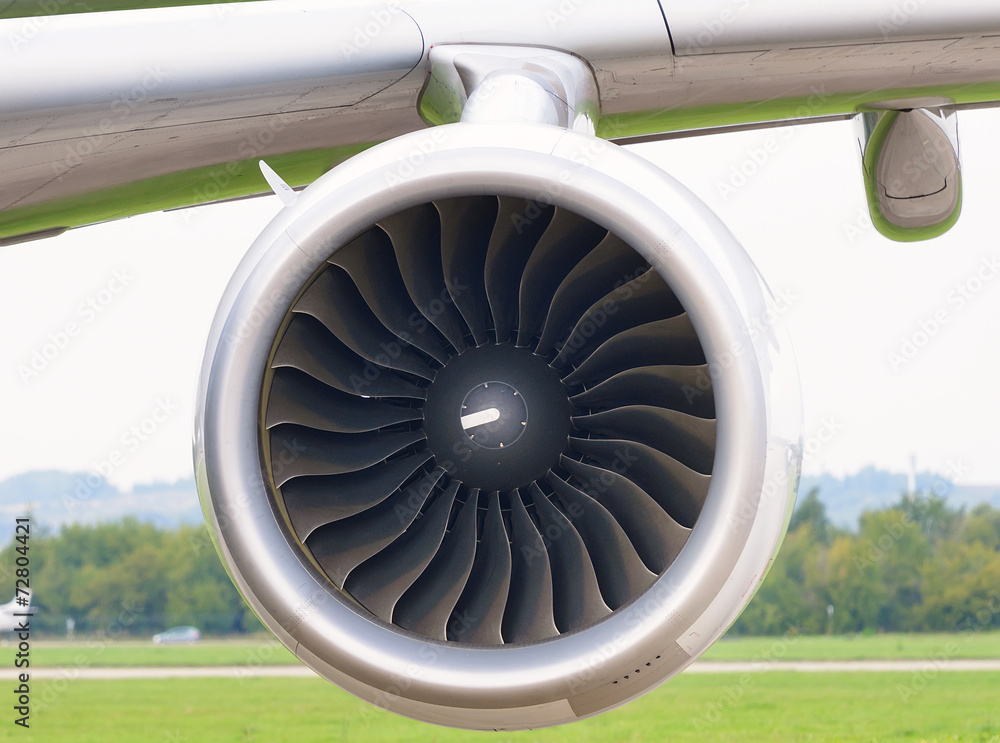 Jet engine aircraft closeup
