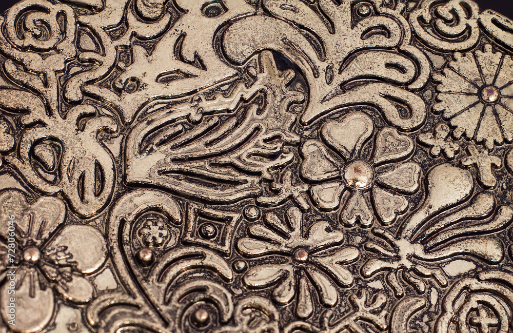 Floral pattern on brass plate Floral pattern on brass plate
