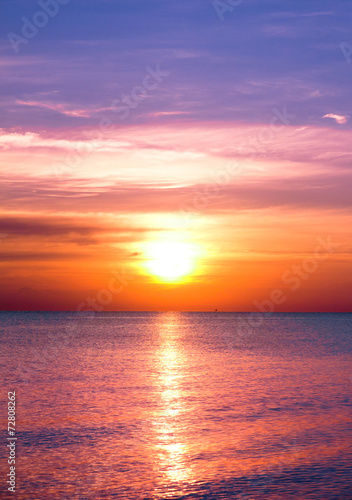 Bright Colorful Sunrise On The Sea With Beautiful Clouds