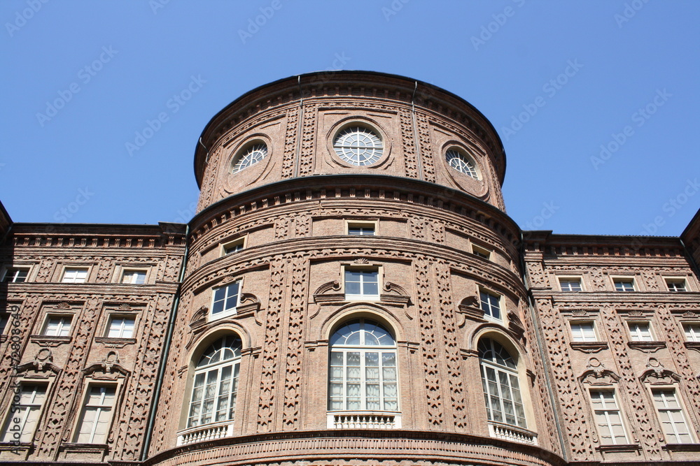     View of Carignano Palace in Turin, Italy 