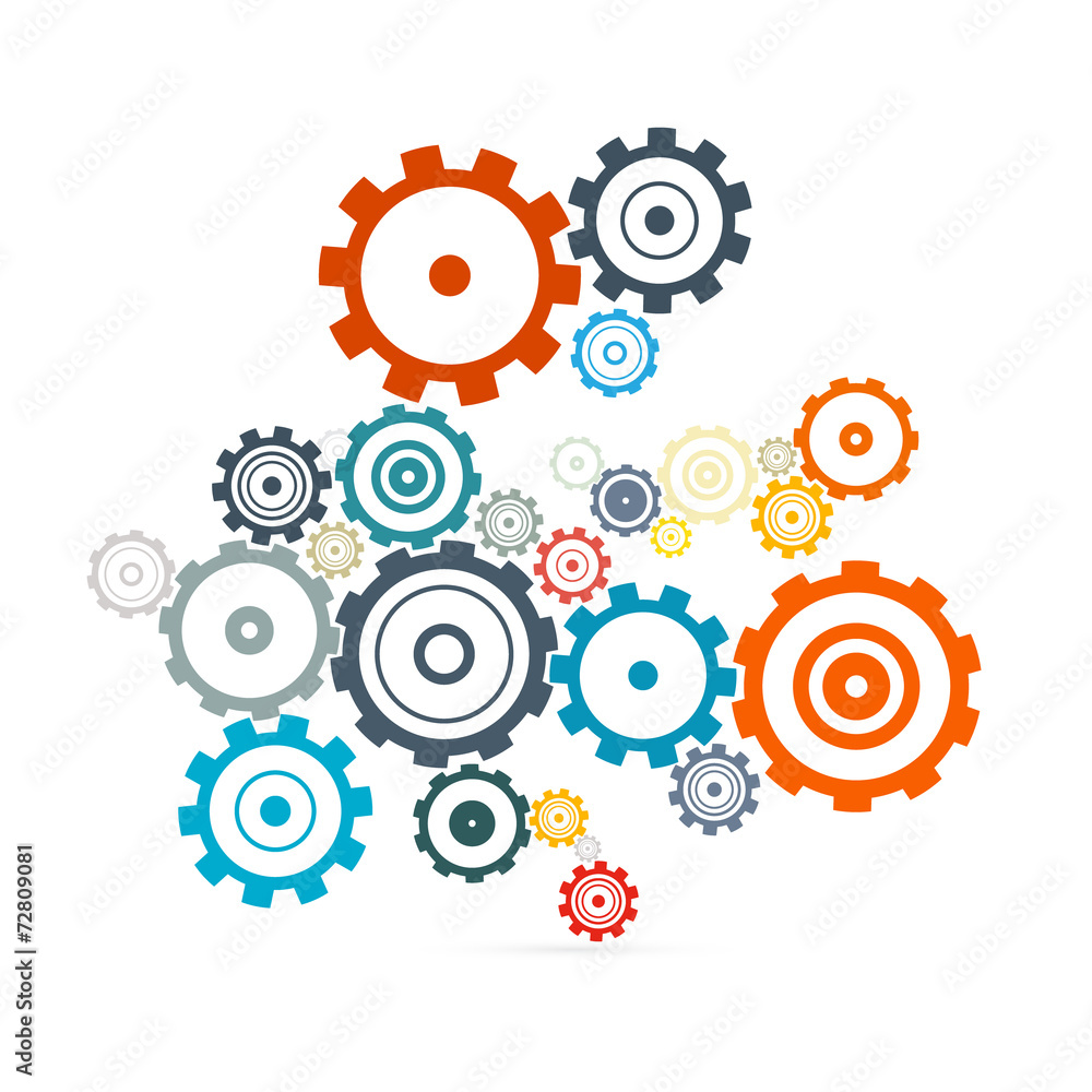 Abstract vector cogs - gears on grey background