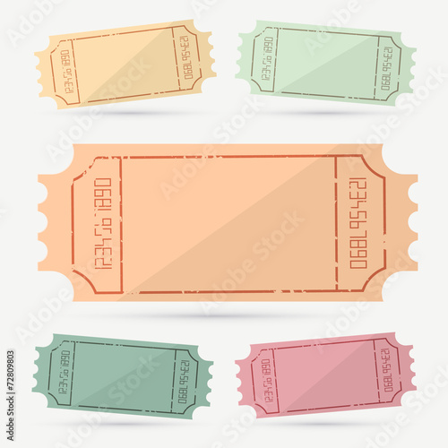 Retro - Vintage Empty Vector Ticket Set Illustration