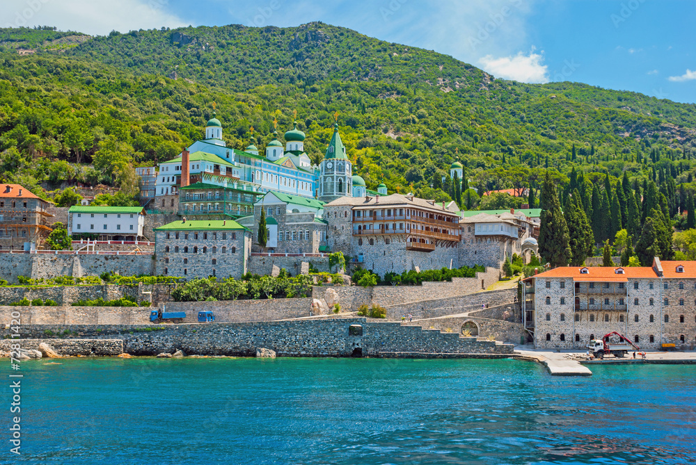 Famous Russian Monastery Panteleimonos on Mount Athos, Chalkidik