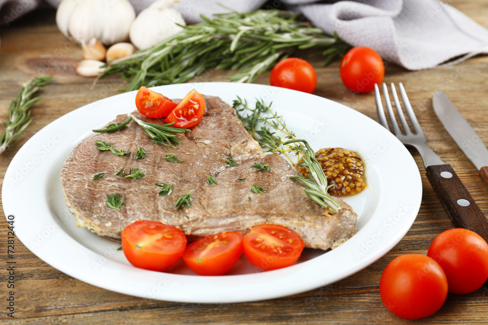 Delicious grilled meat on table Delicious grilled meat on table