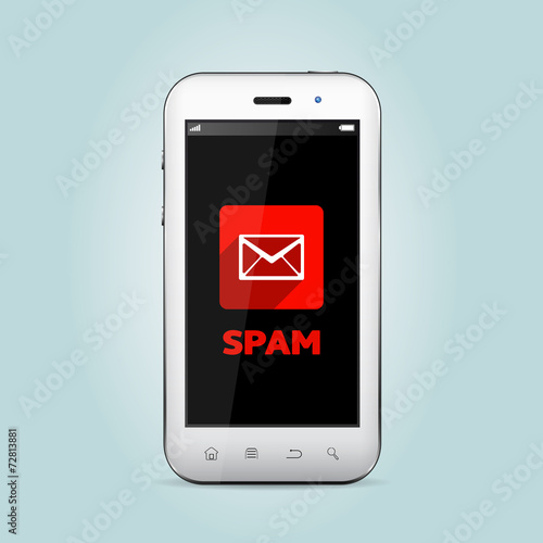 Concept of spam email. Flat icon of letter on smart phone screen