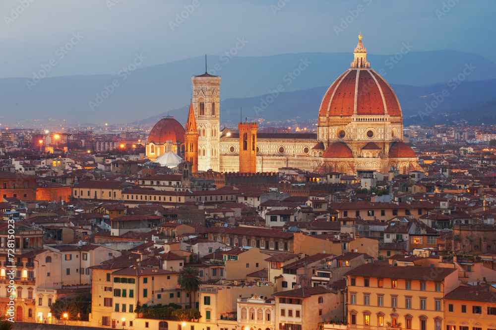 Night panorama of Florence in the beautiful framing