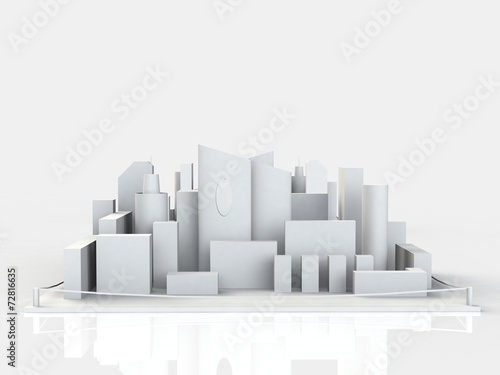 Architectural 3D model miniature downtown perspective