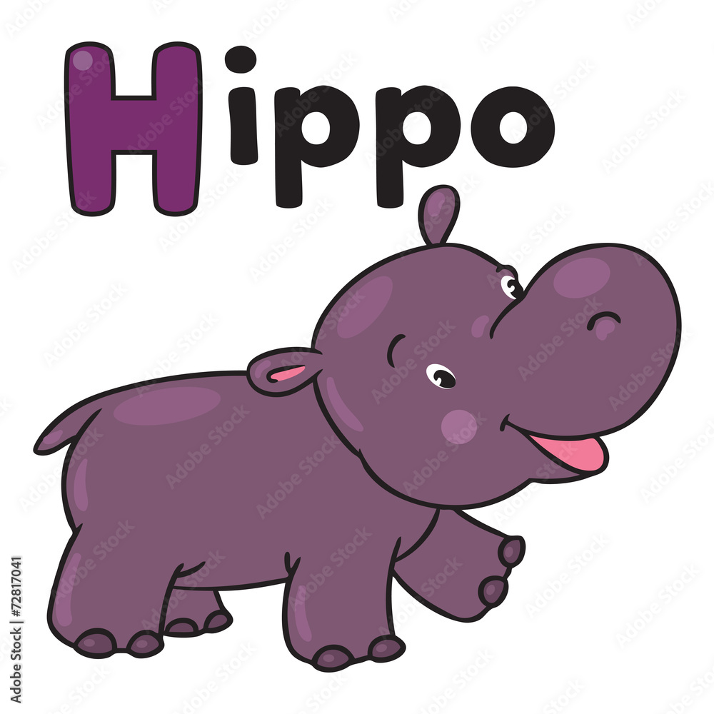 Little funny hippo. Alphabet H Little funny hippo. Alphabet H