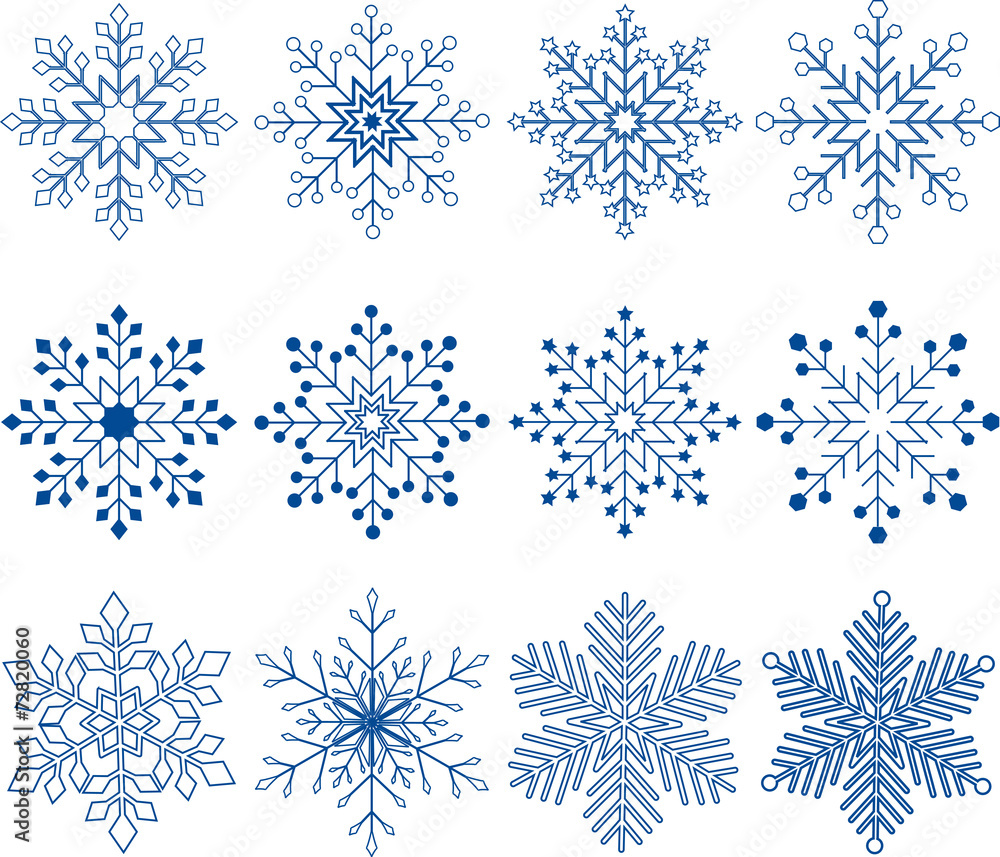 Snowflake Vector Set - obrazy, fototapety, plakaty 