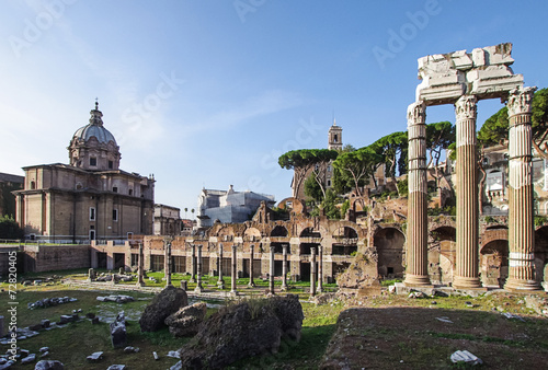 Foro Romano Roman Forum ruins in the center of Rome Italy photo