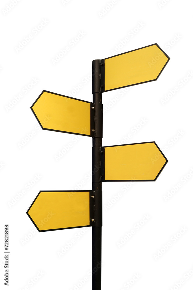blank directional sign with 4 arrows isolated on white blank directional sign with 4 arrows isolated on white