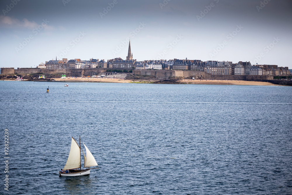 View over the walled city Saint-Malo, Brittany, France