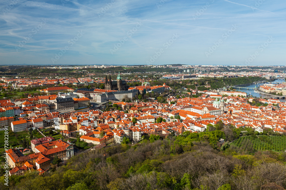 Aerial view of Hradchany: the Saint Vitus (St. Vitt's) Cathedral