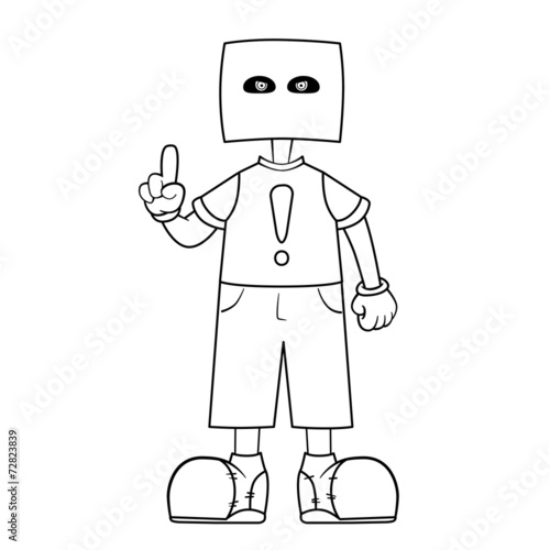 Coloring book. Man with box on his head