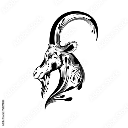 Tribal goat head tattoo