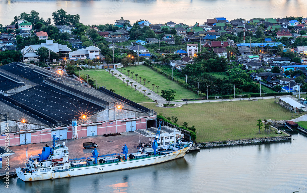 Waterfront Warehouses and Cargo Ships Stock Photo Adobe Stock