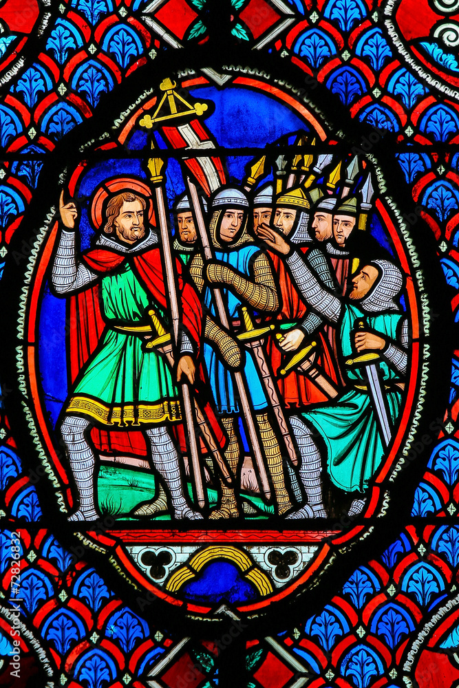 Crusaders - Stained Glass in Cathedral of Tours, France