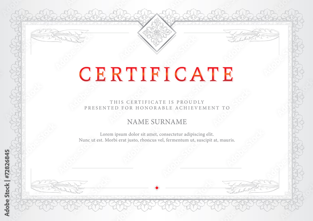 Vector illustration of silver detailed certificate
