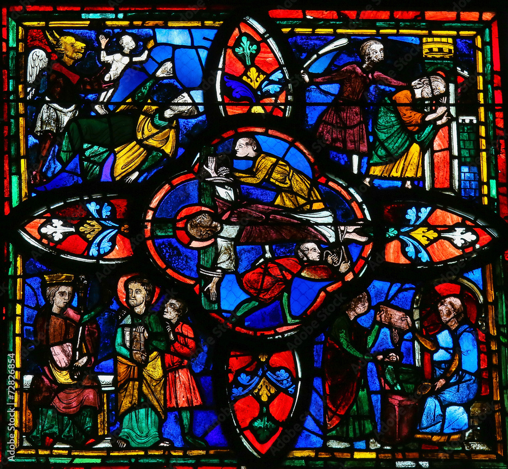 Stained glass window in Tours Cathedral Stained glass window in Tours Cathedral