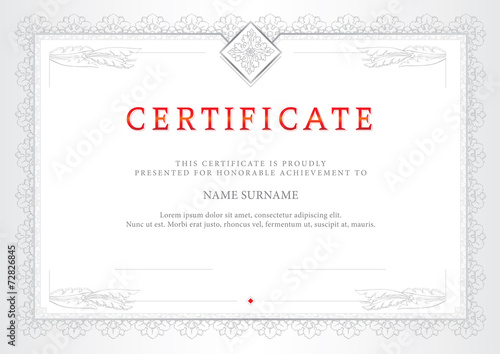 Vector illustration of silver detailed certificate