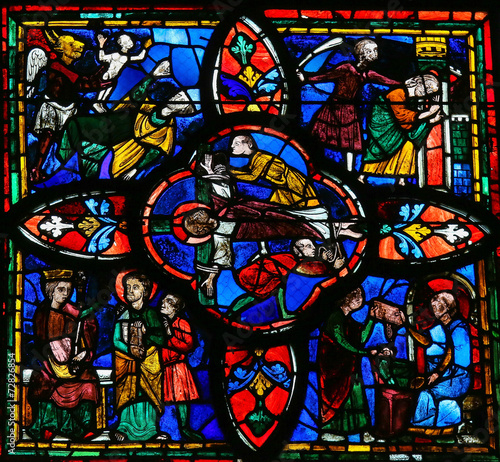 Stained glass window in Tours Cathedral