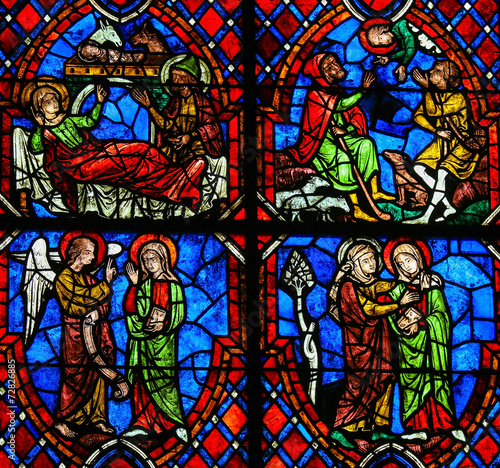 The Visitation Stained Glass in Cathedral of Tours, France