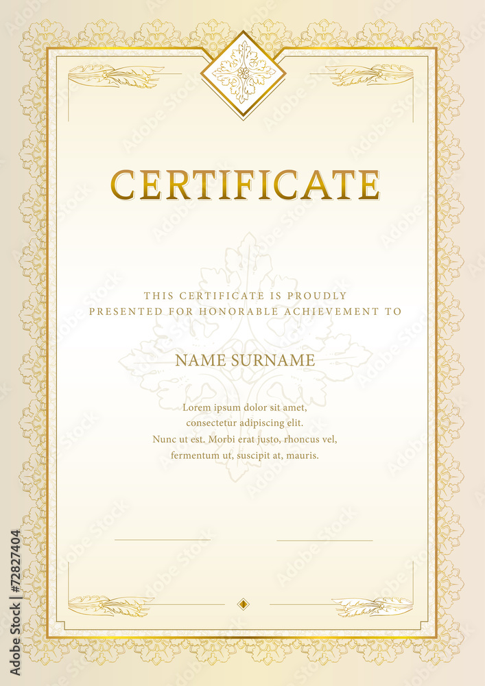 Vector illustration of gold detailed certificate Vector illustration of gold detailed certificate