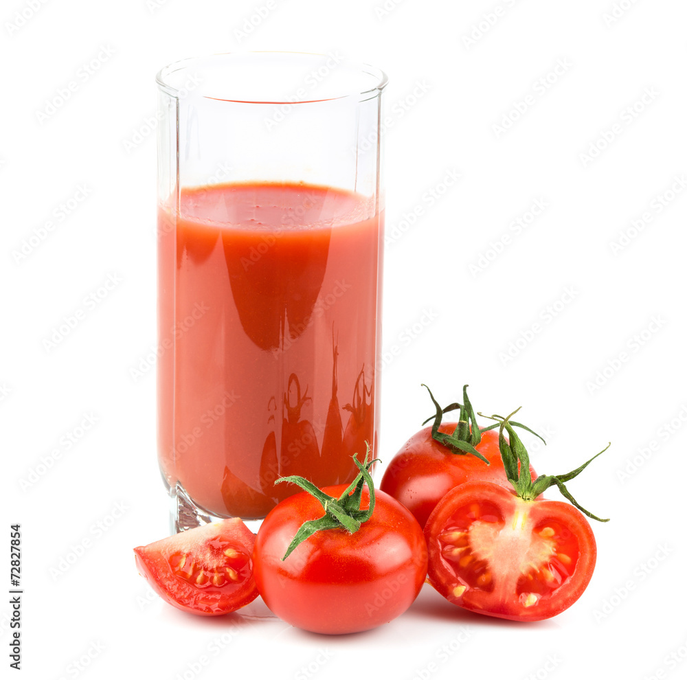 Tomato juice in glass with vegetables Tomato juice in glass with vegetables