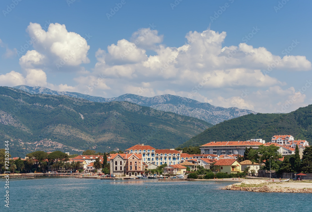 View of Tivat city from the sea. Montenegro