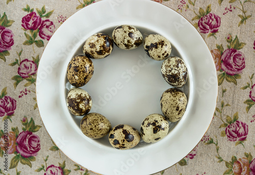 Quail eggs on dish