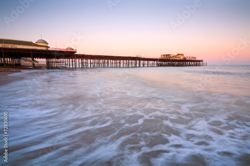 Pier in Hastings after fire in 2010, East Sussex, UK.