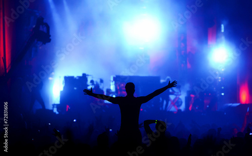Silhouette of a man enjoying a concert © jeliva