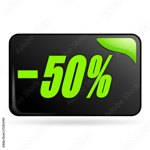 moins cinquante pour cent sur bouton web rectangle vert