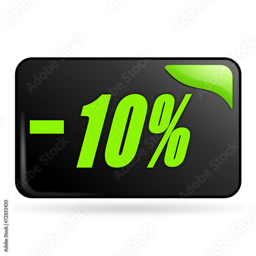moins dix pour cent sur bouton web rectangle vert